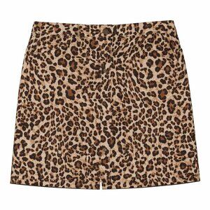 JONES NEW YORK SPORT Tan Brown Leopard Print Stretch Skirt Size 14